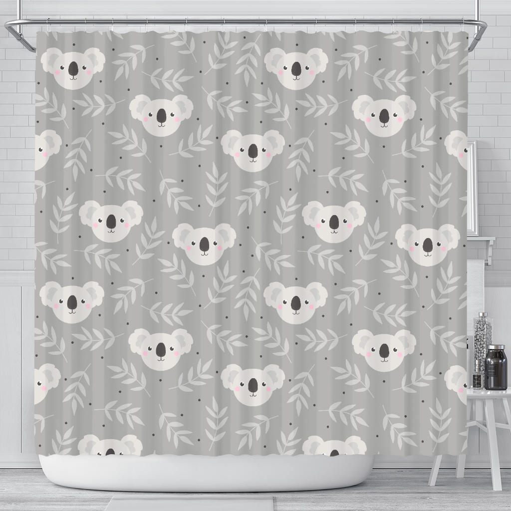 Cute Koala Leaves Pattern Shower Curtain Fulfilled In US
