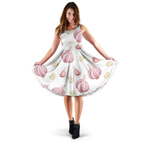 Garlic Pattern Sleeveless Midi Dress