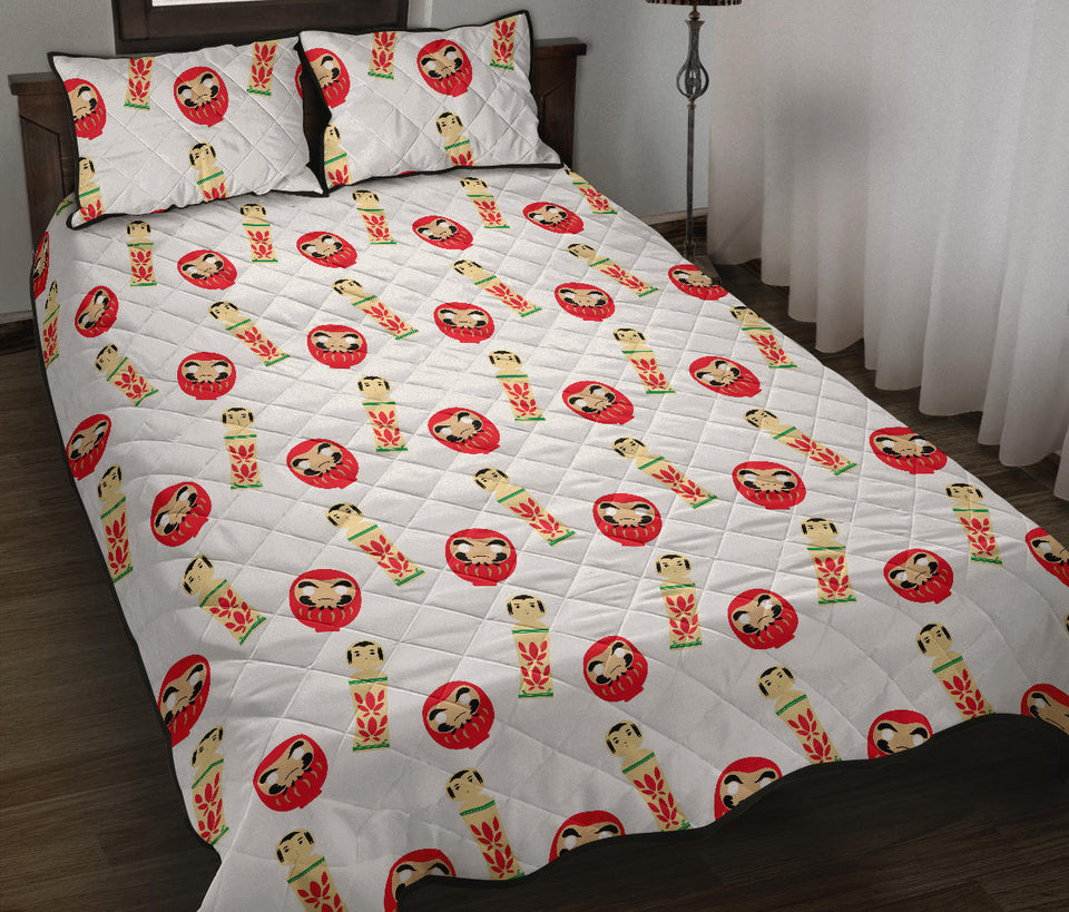 Daruma japanese wooden doll Quilt Bed Set