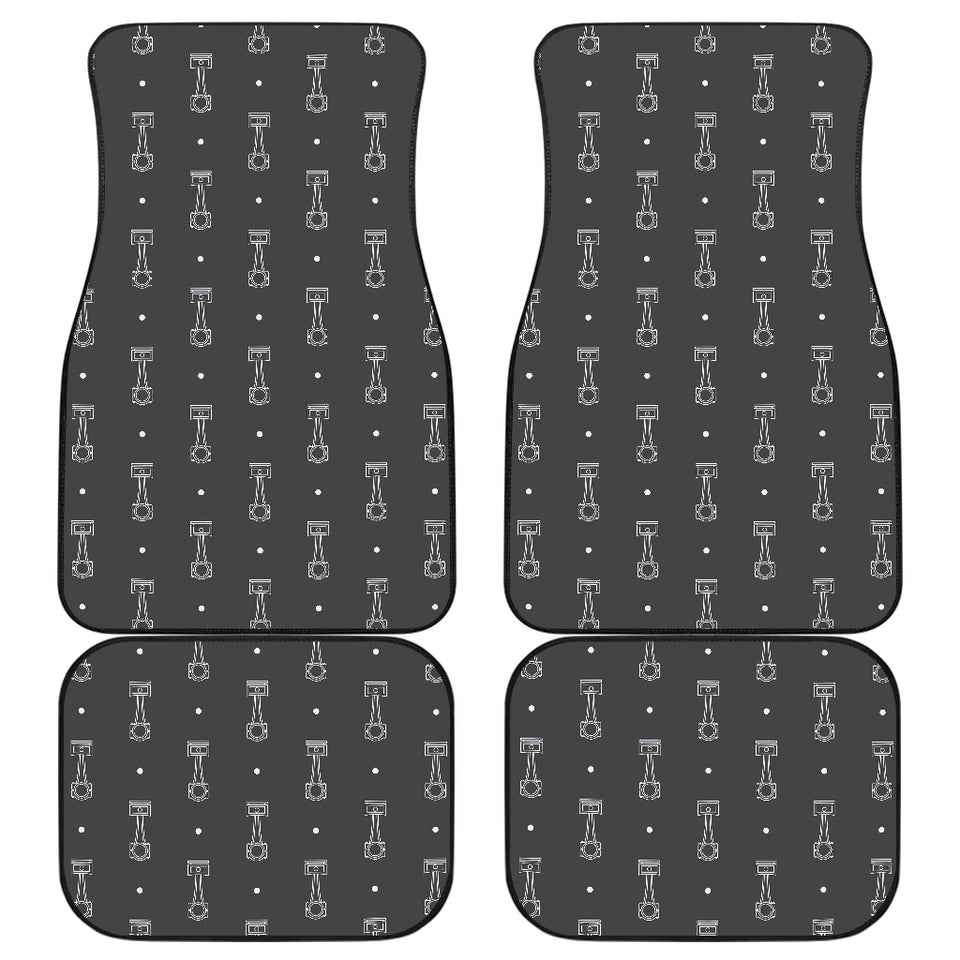 Engine Piston Black Background Pattern Print Design 02 Front and Back Car Mats