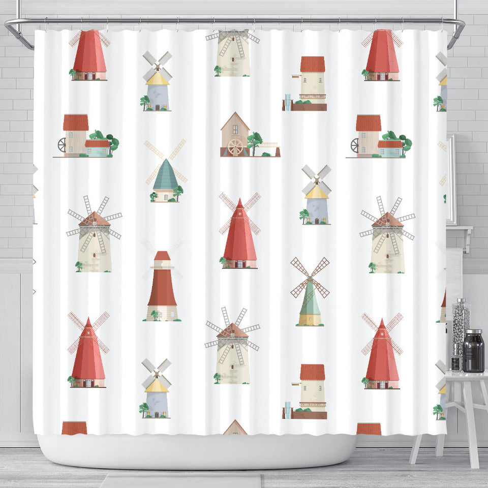 Windmill Design Pattern Shower Curtain Fulfilled In US