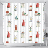 Windmill Design Pattern Shower Curtain Fulfilled In US