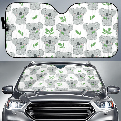 Hand Drawn Koala Leaves Pattern Car Sun Shade