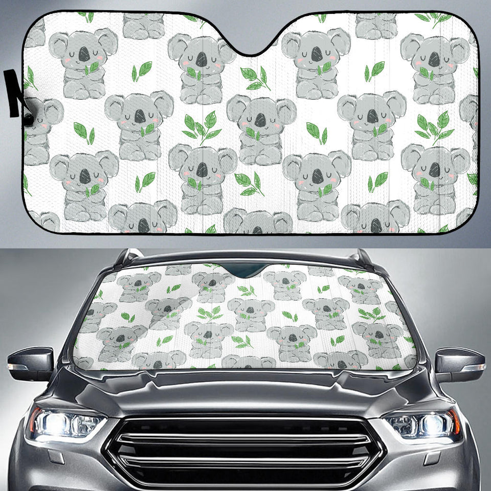 Hand Drawn Koala Leaves Pattern Car Sun Shade