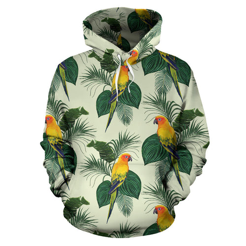 Beautiful Parrot Palm Leaves Pattern Men Women Pullover Hoodie
