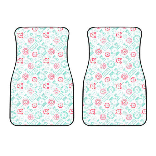 Clock Time Pattern Blackground Front Car Mats
