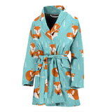 Fox Pattern Blue B Ackground Women'S Bathrobe