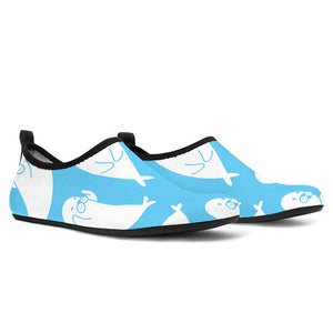 Cute White Sea Lion Seals Pattern Aqua Shoes