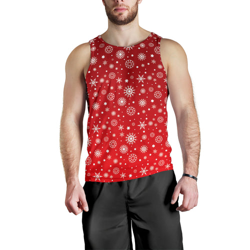 Snowflake pattern red background Men Tank Top