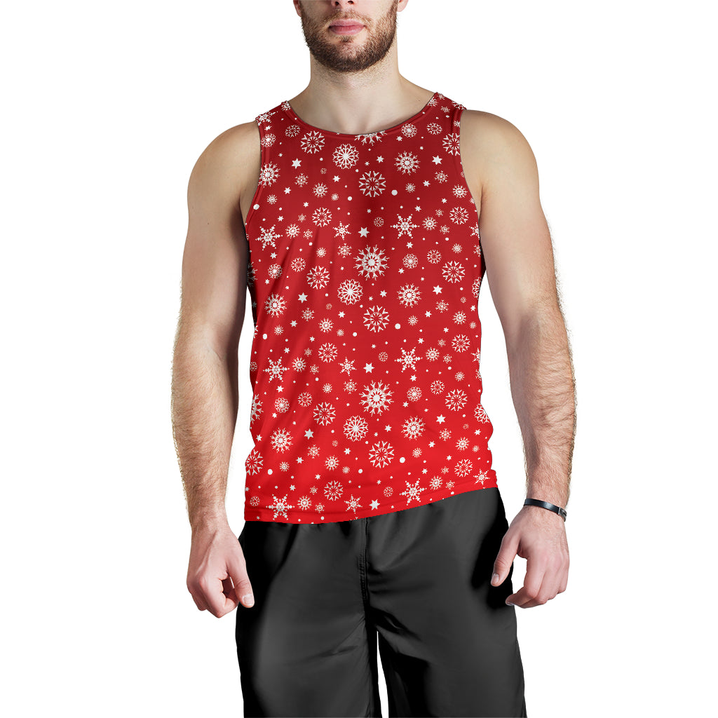 Snowflake pattern red background Men Tank Top