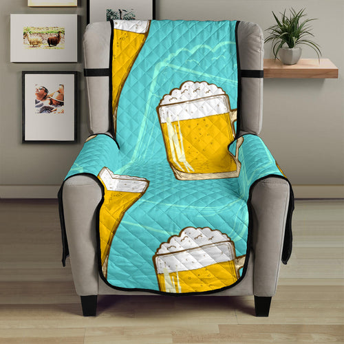Beer pattern green background Chair Cover Protector