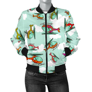 Helicopter Design Pattern Women'S Bomber Jacket