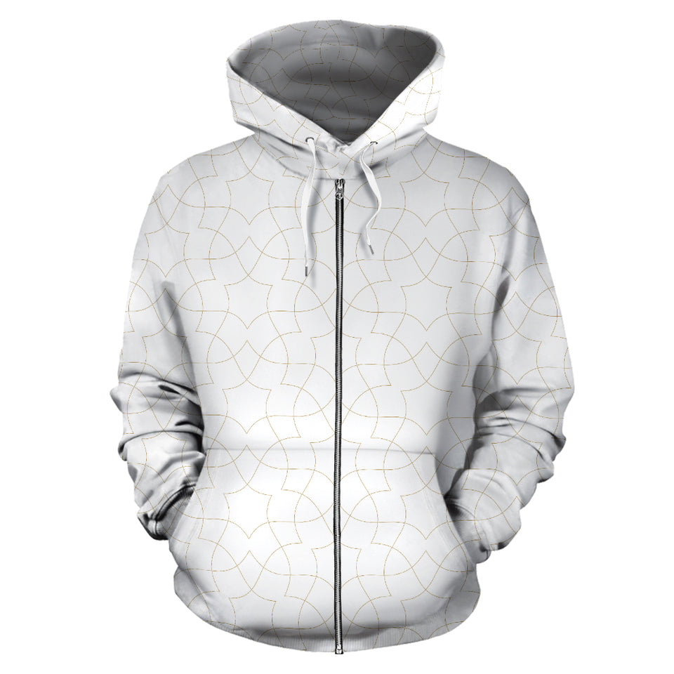 Arabic White Pattern Zip Up Hoodie