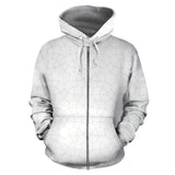 Arabic White Pattern Zip Up Hoodie