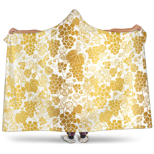 Gold Grape Pattern Hooded Blanket