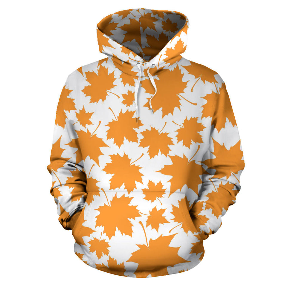 Orange Maple Leaf Pattern Men Women Pullover Hoodie