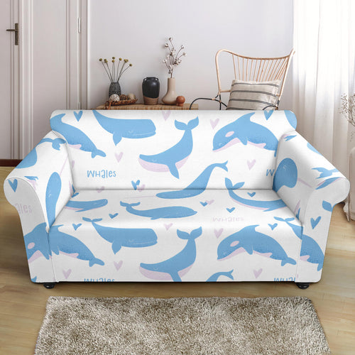 Blue Whale Pattern Loveseat Couch Slipcover