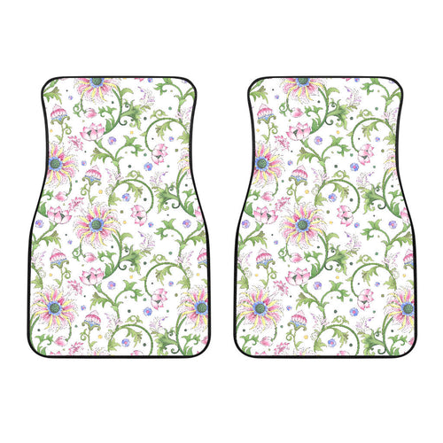Beautiful Pink Lotus Waterlily Leaves Pattern Front Car Mats