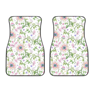 Beautiful Pink Lotus Waterlily Leaves Pattern Front Car Mats