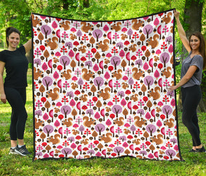 Squirrel Pattern Print Design 02 Premium Quilt