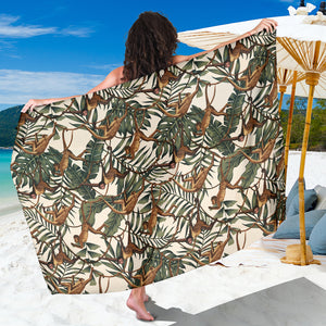 Monkey Tropical Leaves Background Sarong