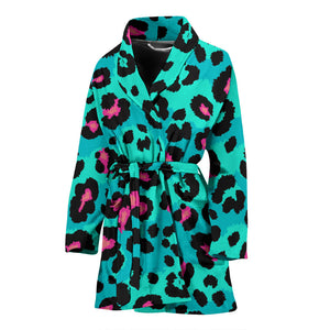 Green Leopard Skin Print Pattern Women'S Bathrobe