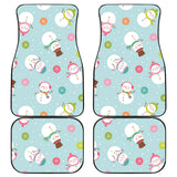 Cute Snowman Snowflake Pattern Front And Back Car Mats