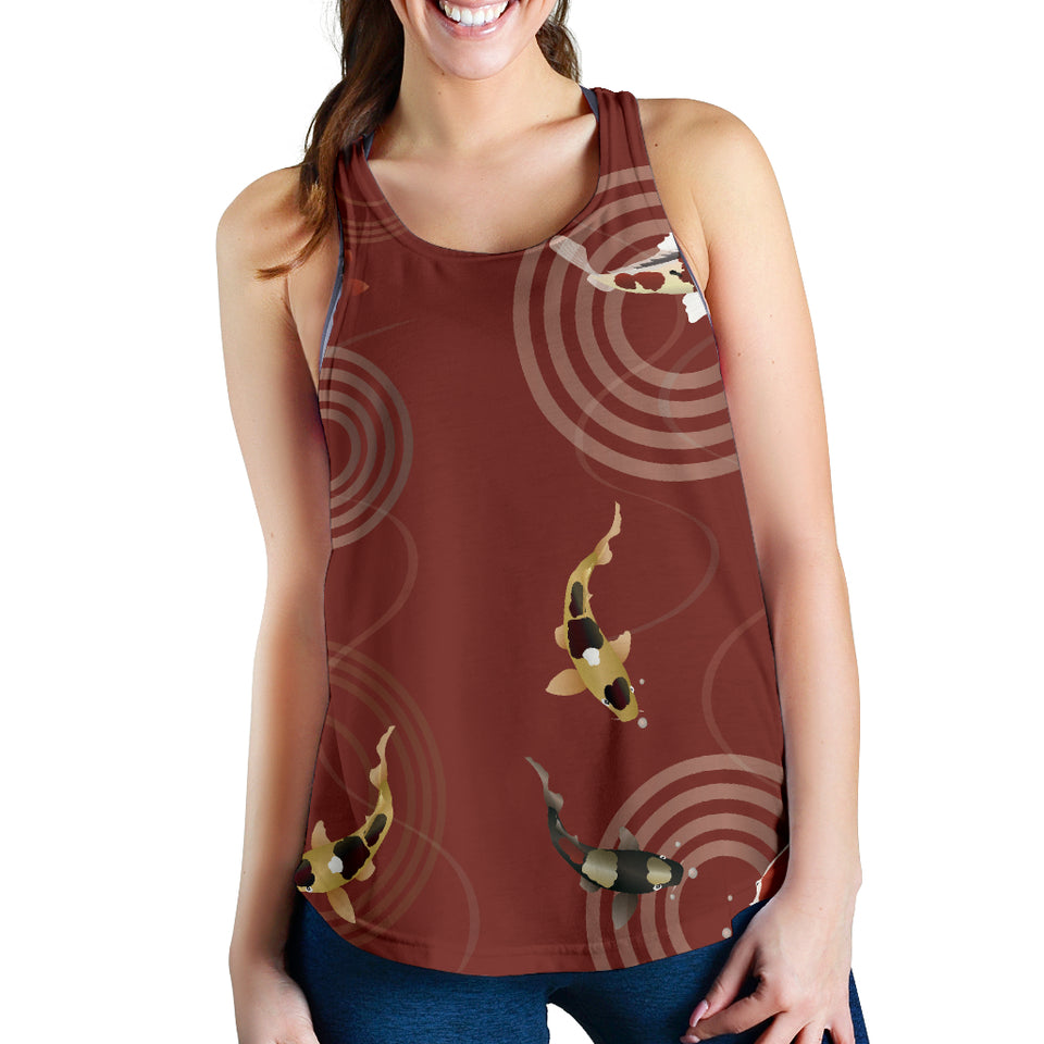 Koi Fish Carp Fish red background Women Racerback Tank Top