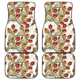 Red Tulips And Daffodils Pattern Front And Back Car Mats