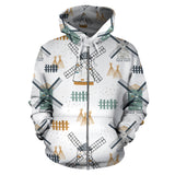 Windmill Pattern Zip Up Hoodie