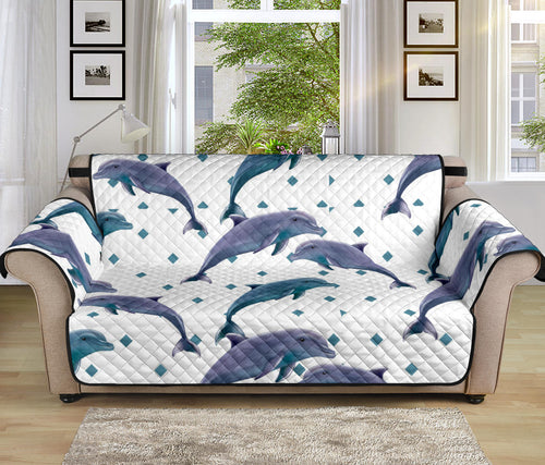 Dolphins pattern dotted background Sofa Cover Protector