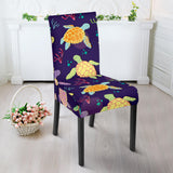 Colorful Sea Turtle Pattern Dining Chair Slipcover
