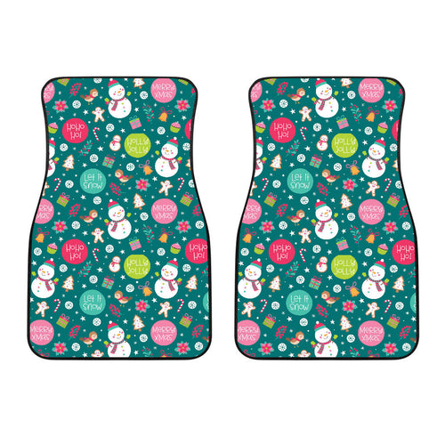 Snowman Bird Decorative Elements Christmas Pattern Front Car Mats