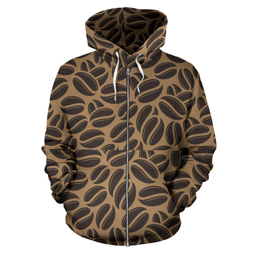Coffee Bean On Brown Background Zip Up Hoodie