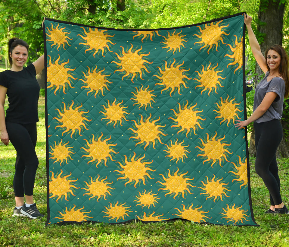 Sun Green Background Premium Quilt