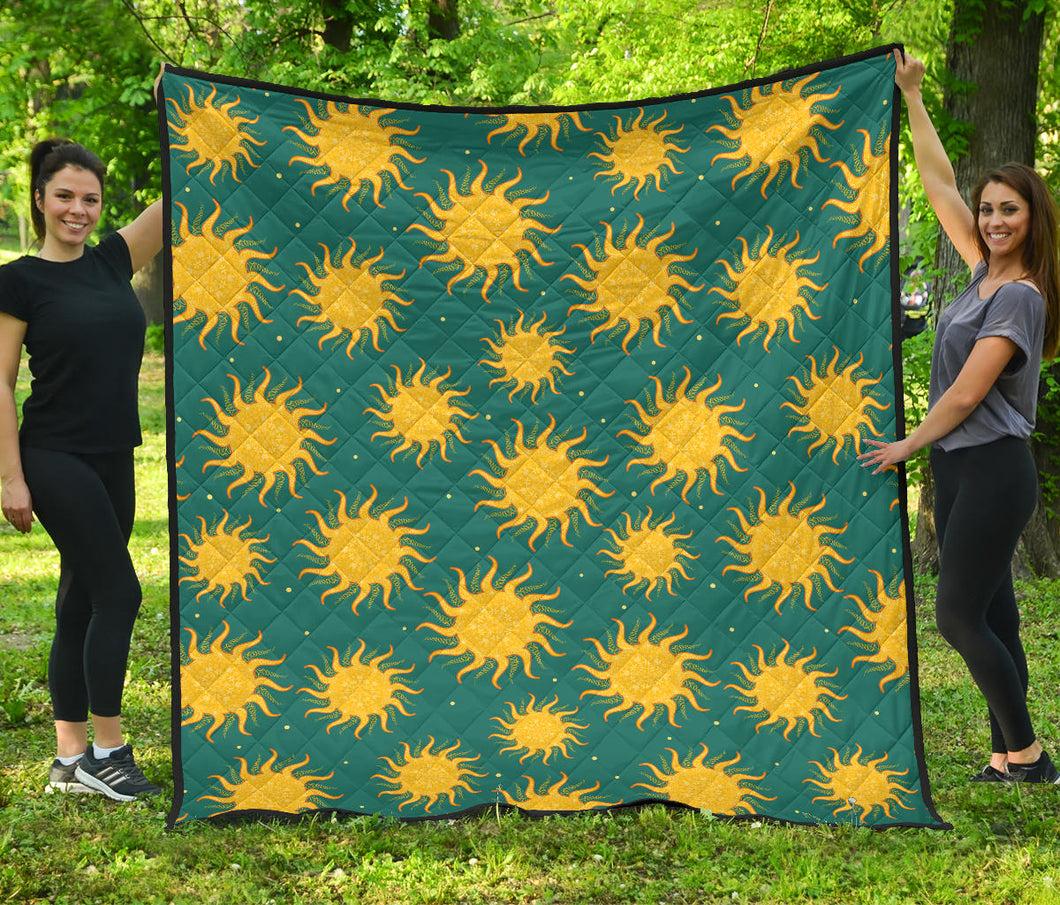 Sun Green Background Premium Quilt