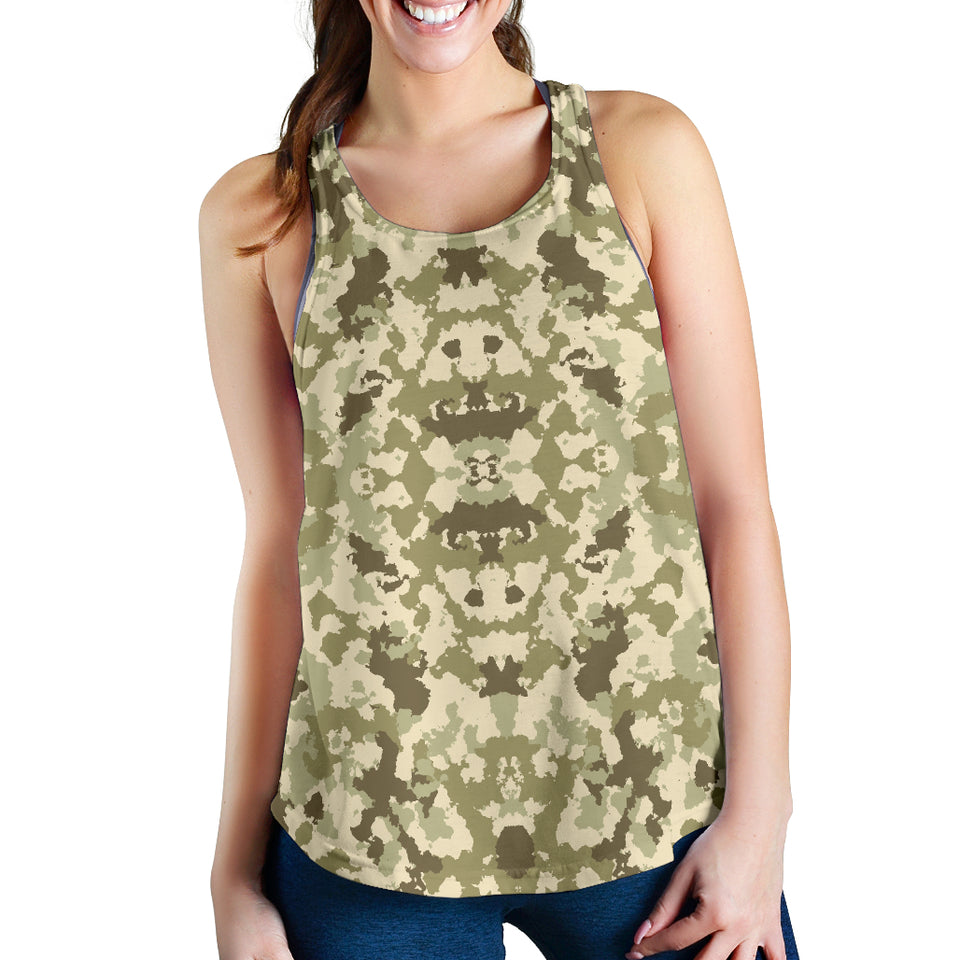 Light Green camo camouflage pattern Women Racerback Tank Top