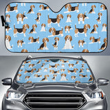 Beagle Dog Blue Background Pattern Car Sun Shade