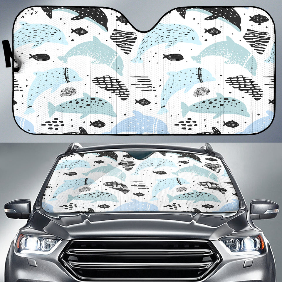 Cute Dolphins Childish Style Pattern Car Sun Shade