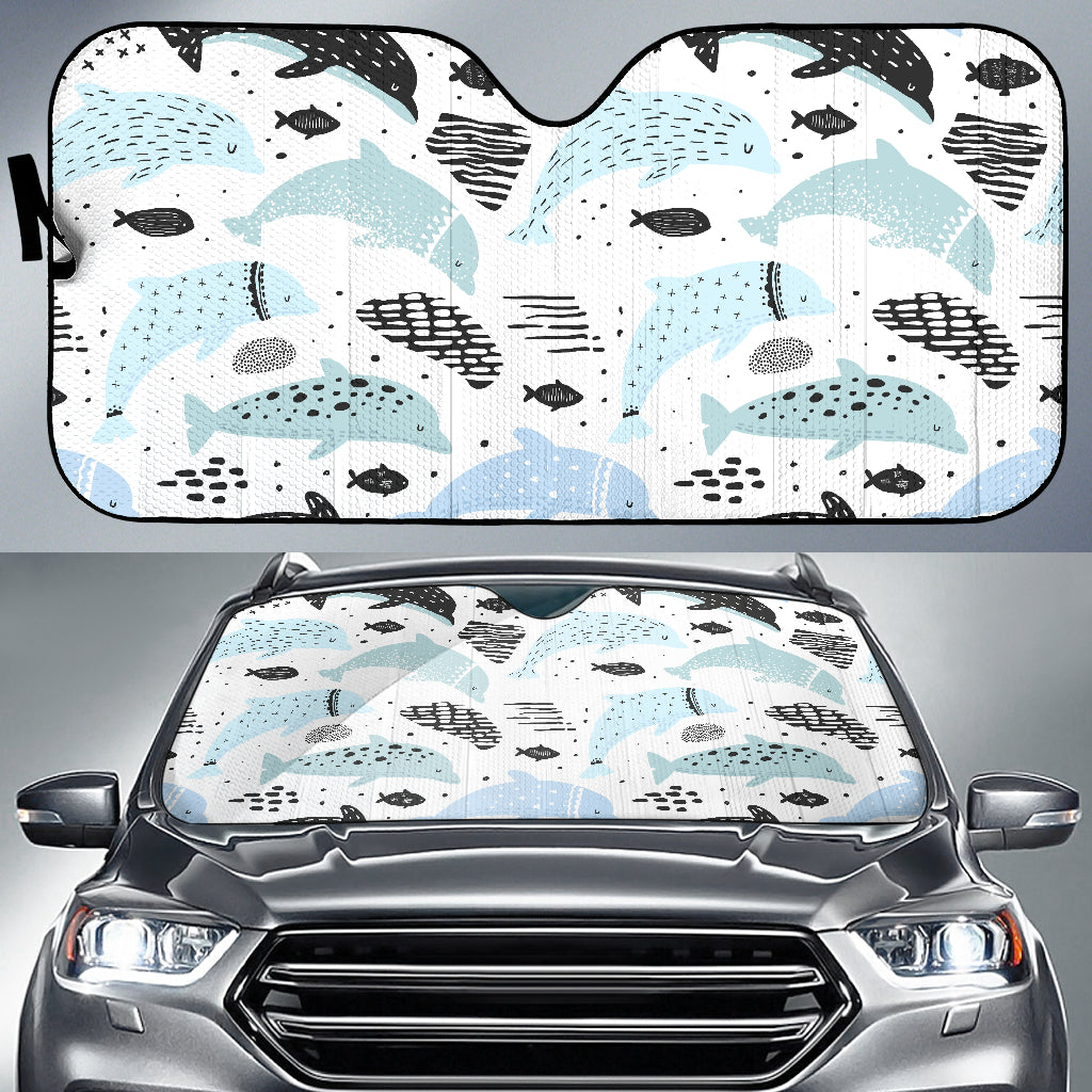 Cute Dolphins Childish Style Pattern Car Sun Shade