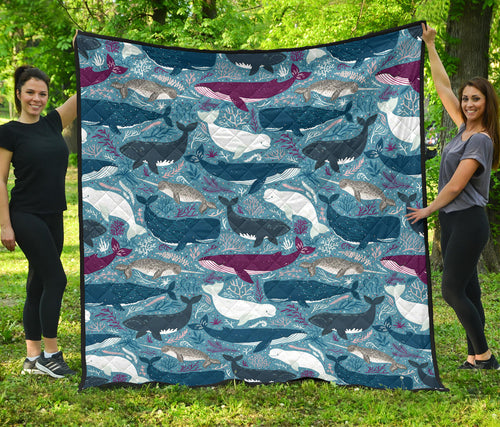Whale Design Pattern Premium Quilt