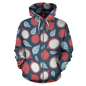 Dragon Fruits Dark Blue Background Zip Up Hoodie