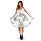 Cute Rhino Pattern Background Sleeveless Midi Dress