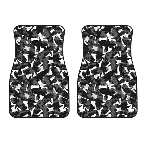 Crow Illustration Pattern Front Car Mats