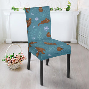 Sea Otters Pattern Dining Chair Slipcover