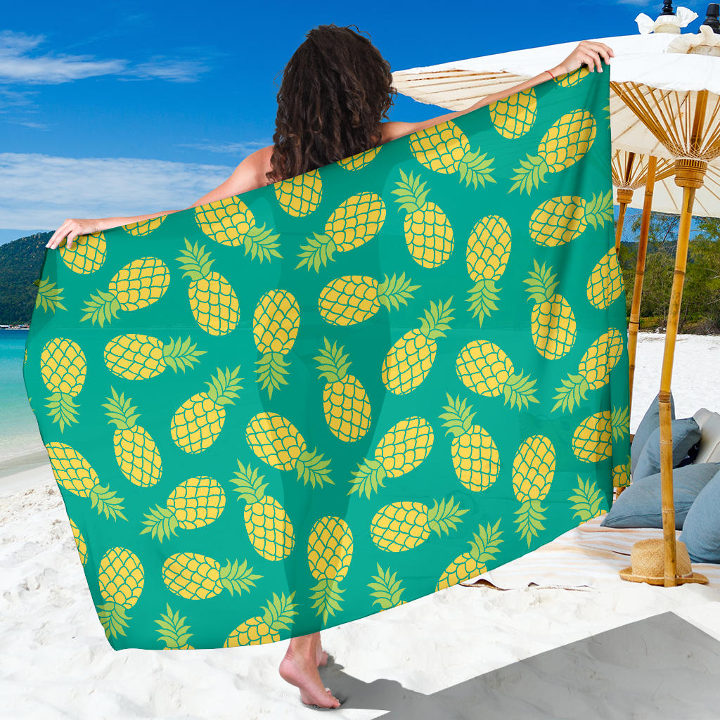 Pineapples Pattern Green Background Sarong