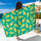 Pineapples Pattern Green Background Sarong