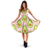 Avocado Heart Pink Background Sleeveless Midi Dress