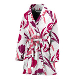 Pink Sketch Tulip Pattern Women'S Bathrobe