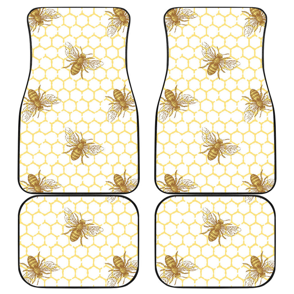 Bee Honeycomb Seamless Design Pattern Front And Back Car Mats